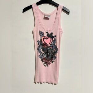 ANKH ROYALTY PINK RIBBED TANK TOP SMALL